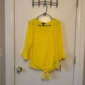 Alyx Bright Yellow Tie-Front Lightweight Blouse